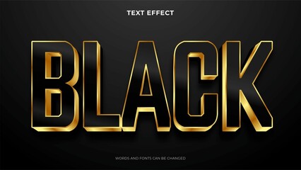 Naklejka na ściany i meble Editable 3D Style Text Effect With Gold Black Color