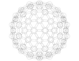 Geodesic Structure with Atoms 3D print model