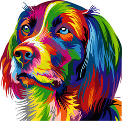 vector illustration of a labradoodle dog face in abstract mixed grunge colors digital painting in minimal graphic art style, Digital illustration