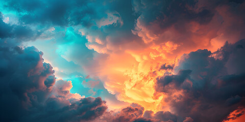 Amazing sunrise sky with dreamy clouds wallpaper  - obrazy, fototapety, plakaty