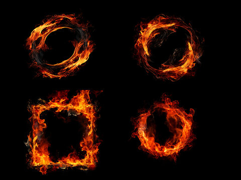 Realistic Fire flame use black background