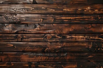 Dark brown wooden plank background, old grunge textured wallpaper, top view pine wood paneling - obrazy, fototapety, plakaty