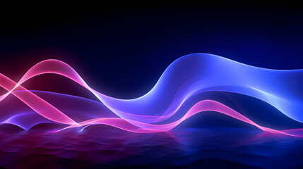 3D abstract background with ultraviolet neon lights and wavy lines