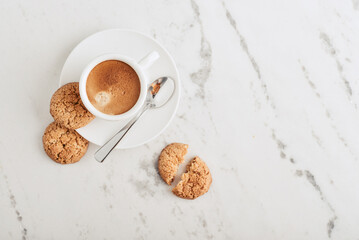 Cup of espresso coffee with amaretti cookie - 771491625