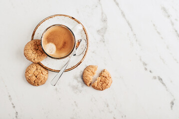 Cup of espresso coffee with amaretti cookie - 771491642