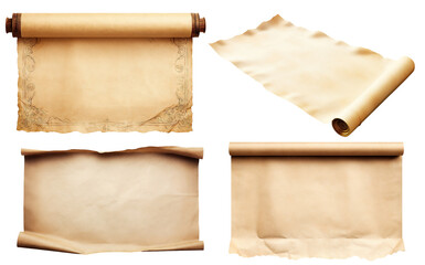 Set of old medieval paper sheets, cut out