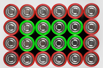 alkaline AA batteries, top view
