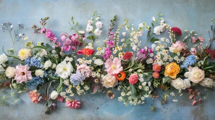 Obraz na płótnie Canvas Seasonal blooms in a rectangle frame capturing the essence of spring
