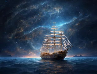 Rolgordijnen ship in the sea © Jill