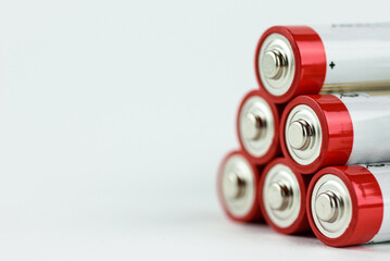 alkaline AA batteries, top view