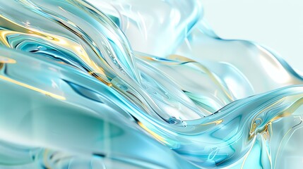 3D rendering of abstract blue and green fluid shapes.