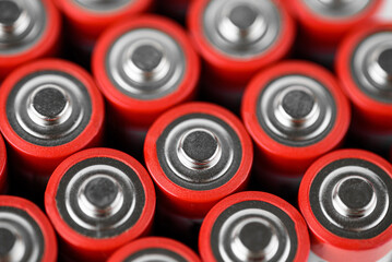 alkaline AA batteries, top view