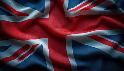 Satin texture of the curved flag of Great Britain.