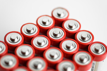 alkaline AA batteries, top view