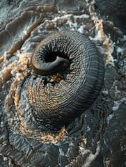 Fototapeta premium An elephants trunk gently swirling water