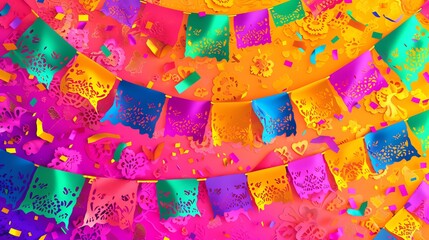 Papel picado is a traditional Mexican folk art that involves cutting intricate designs into sheets of paper.