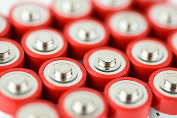 alkaline AA batteries, top view