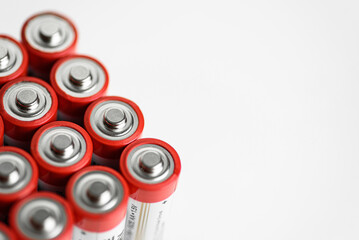 alkaline AA batteries, top view