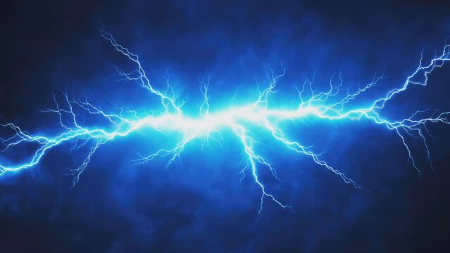 Blue Glowing Lightning Thunderbolt Graphic Element Loop Overlay