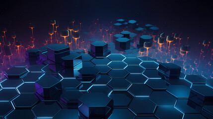 Hexagons Network. Information Concept