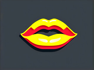 Yellow Neon Lips Icon: Bold and Radiant Lip Symbol(Generative AI)
