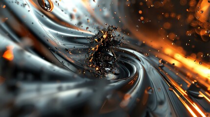Molten metal splash. 3D rendering.