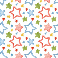 Obraz premium Circus watercolor seamless pattern for children. 