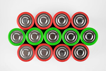 alkaline AA batteries, top view