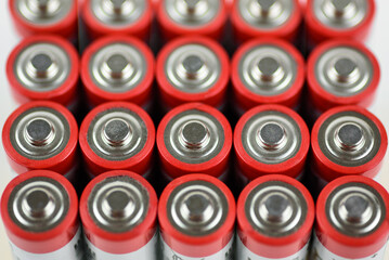 alkaline AA batteries, top view