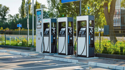 Fototapeta na wymiar Electric vehicle charging station, future of transportation