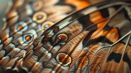 Amazing closeup of a butterfly wing, showcasing intricate patterns and vibrant colors.