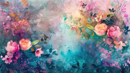 Enchanted watercolor floral fantasy mystical blooms and foliage