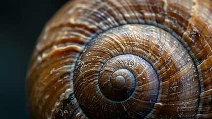 Amazing close up of a snail shell, showing the incredible detail of the spiral.
