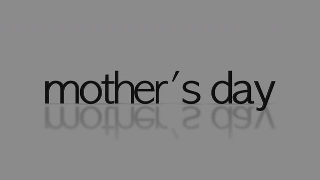 A minimalist yet elegant black and white image with stylized text, Mothers Day, floating on a grey background, exuding a reflective and artistic vibe