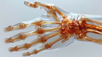 3D imaging of the human hand bones and joints, hightech medical detail, clipart isolated on a white background - obrazy, fototapety, plakaty