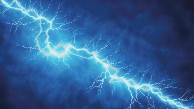 Blue Glowing Lightning Thunderbolt Graphic Element Loop Overlay