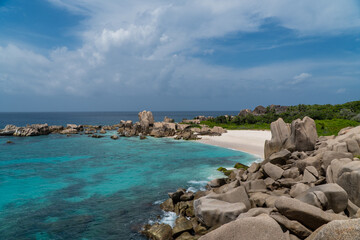 Fototapeta na wymiar Anse Marron on La Digue Island, Seychelles