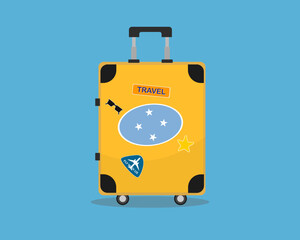 Suitcase or baggage with Micronesia flag, holiday and vacation idea