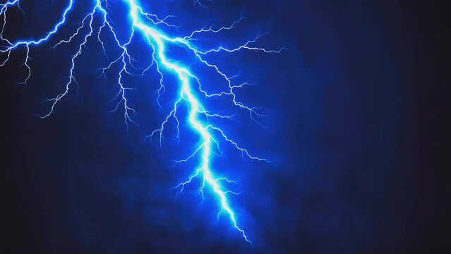 Blue Glowing Lightning Thunderbolt Graphic Element Loop Overlay
