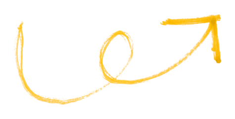 Yellow arrows isolated on transparent background