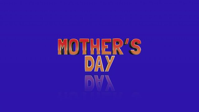 A vibrant image featuring the words Mothers Day written in a stylish font. The red and yellow letters pop against a blue background, creating a festive and eye-catching design