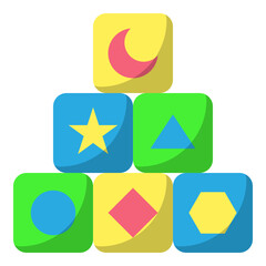 Illustration of Block Shape design Flat Icon