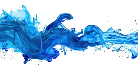 Splashes of blue paint on a white background 