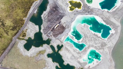 Aerial view of the vast expanse of salt lakes near Mangya Emerald Lake, Qinghai Province, China