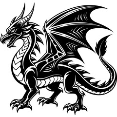  a red dragon on white background 