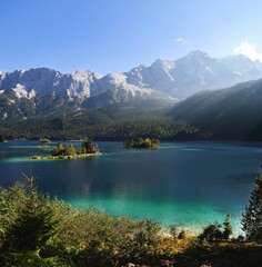 Scenic view of the Eib lake in the Bavarian Alps of Germany