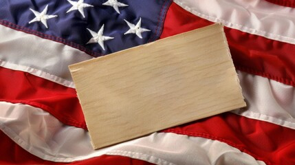 US presidential election. USA flag. wooden blank sign for text