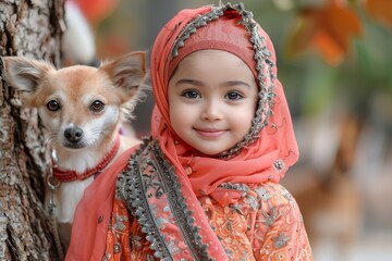 little child with a dog