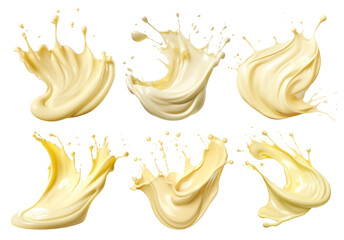 Set of delicious mayonnaise splashes, cut out - obrazy, fototapety, plakaty