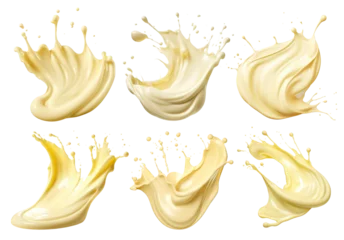 Fotobehang Set of delicious mayonnaise splashes, cut out © Yeti Studio